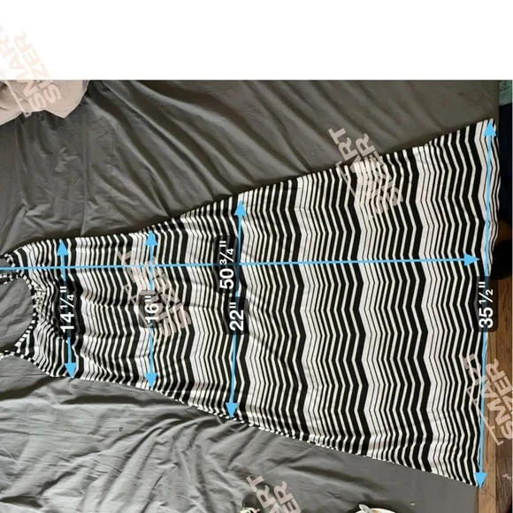 Elegant Black and White Striped Maxi Dress - Picture 8 of 8